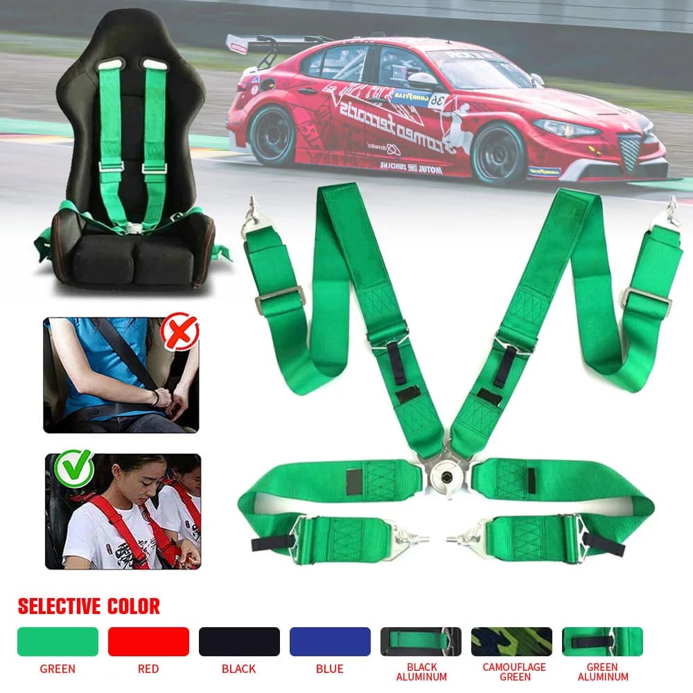 3" Universal Racing Seat Belt Harness Adjustable 4 Point Harness Snap-On Camlock Quick Release Car Seat Belt With TAKA** Logo