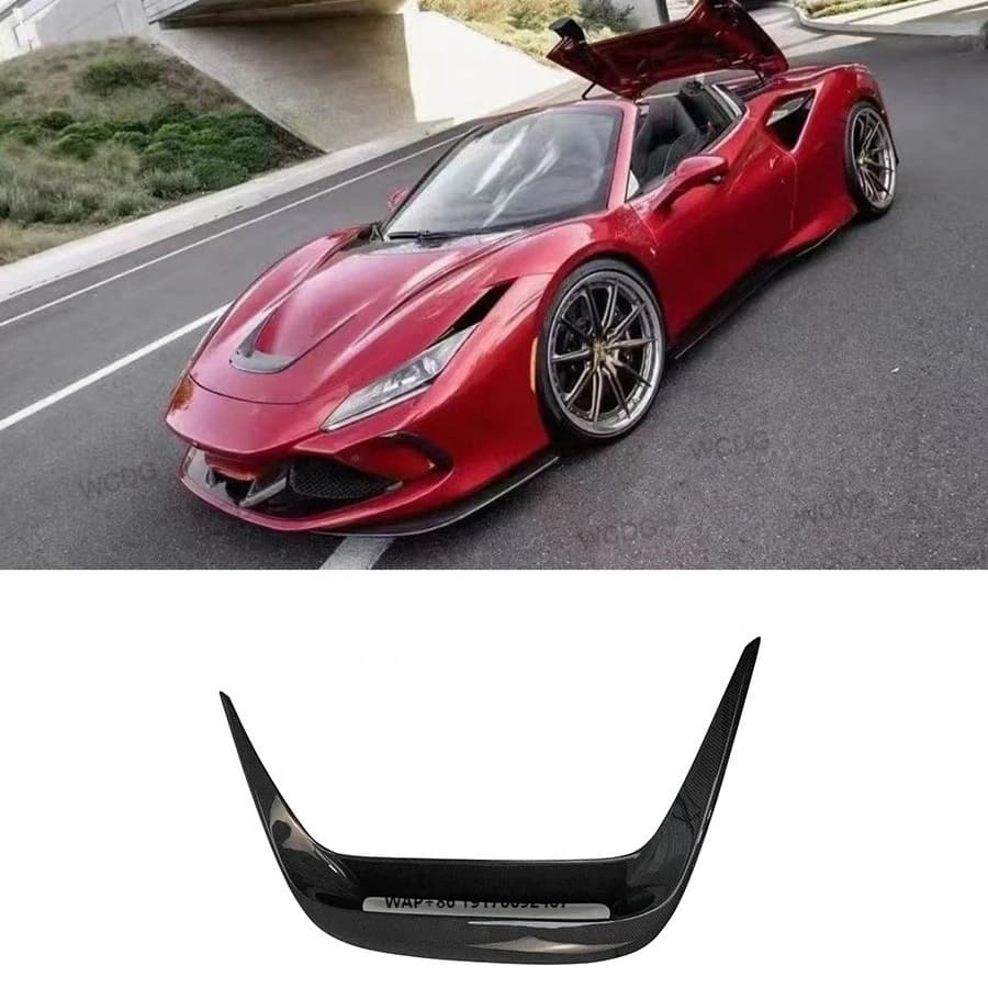 Dry Carbon Fiber Hood Vent Scoop forFerrari F8 Tributo Spider 2019-2022 Front Bumper Hood Center Vent Cover Car Bodykit