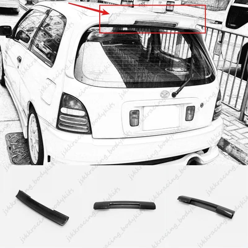 For Toyota Starlet Glanza EP91 Carbon Fiber Rear Spoiler Wing Gurney Flap Addon car BodyKits