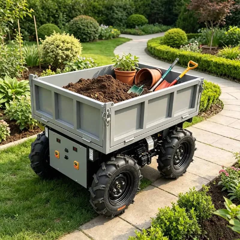 2026 K600 Hydraulic Electric Mini Dumper Power Barrow Small Garden Dump Cart 4 Wheel Drive Micro Transporter for Farm