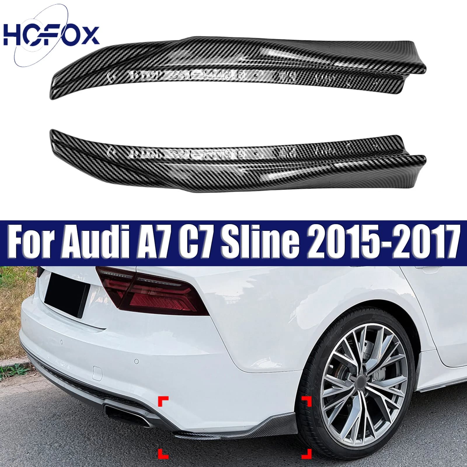 For Audi A7 C7 Sline 2015-2017 Car Rear Bumper Splitters Aprons Trunk Lip Spoiler Canard Wing Diffuser Wrap Angle Protector