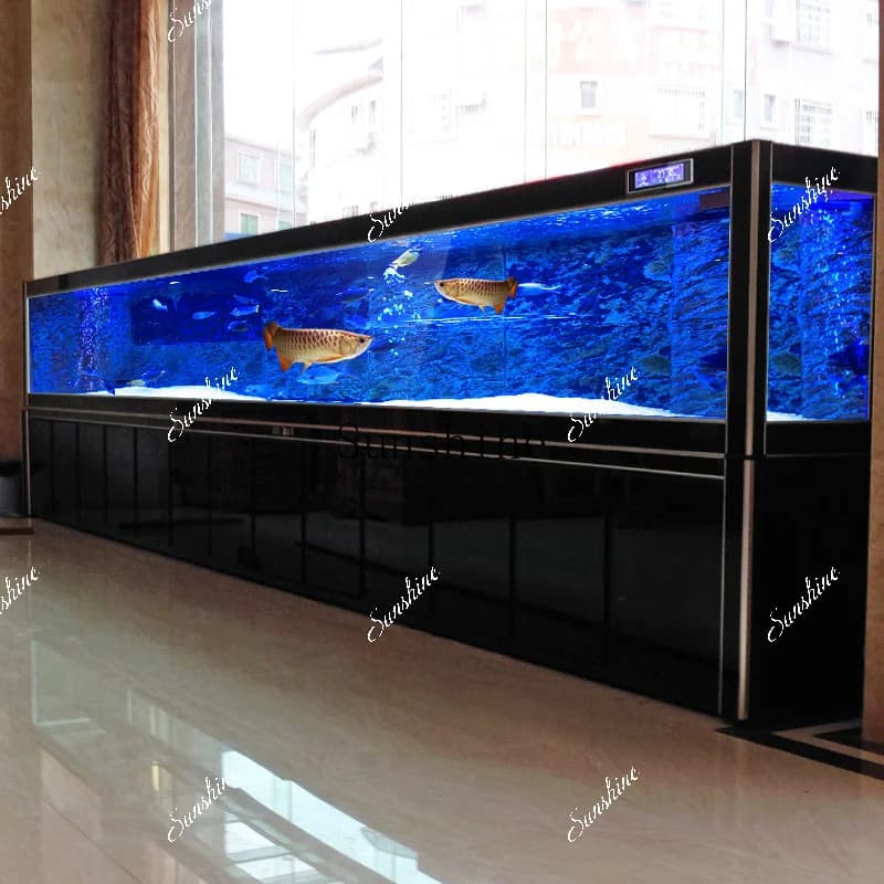 Household aquarium living room partition light luxury glass bottom filter goldfish tank simple  FT