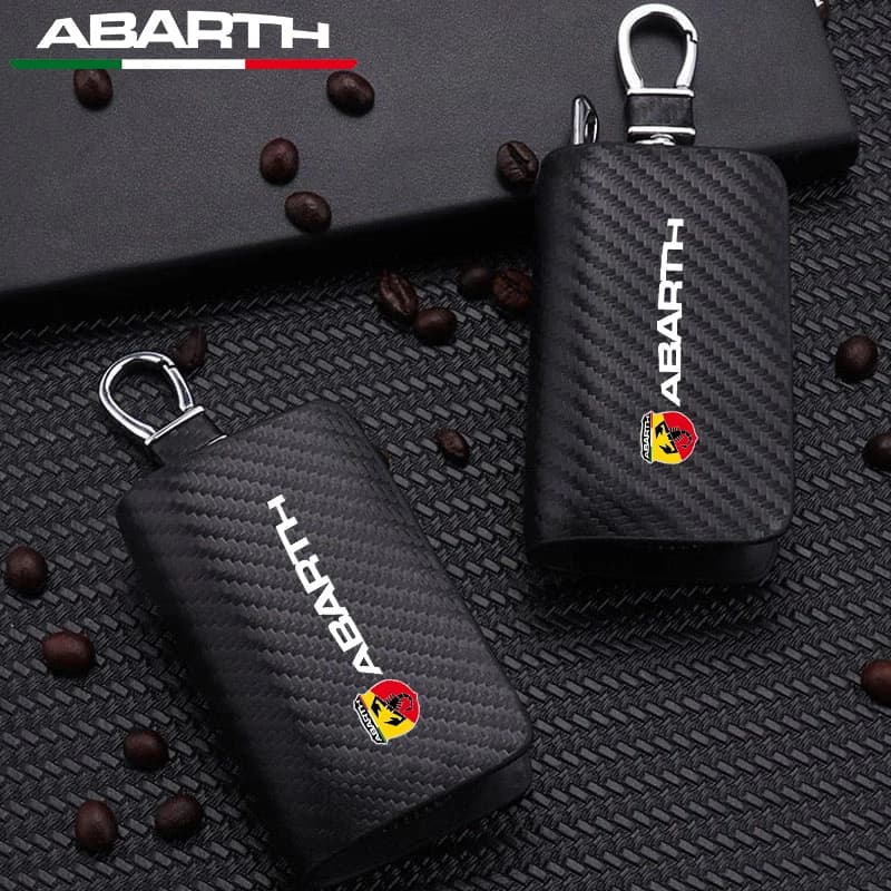 Carbon Fiber Car Key Chain Holder Case Cover Bag For Abarth UNO Astra Panda Linea Freemont Strada Doblo Auto Accessories