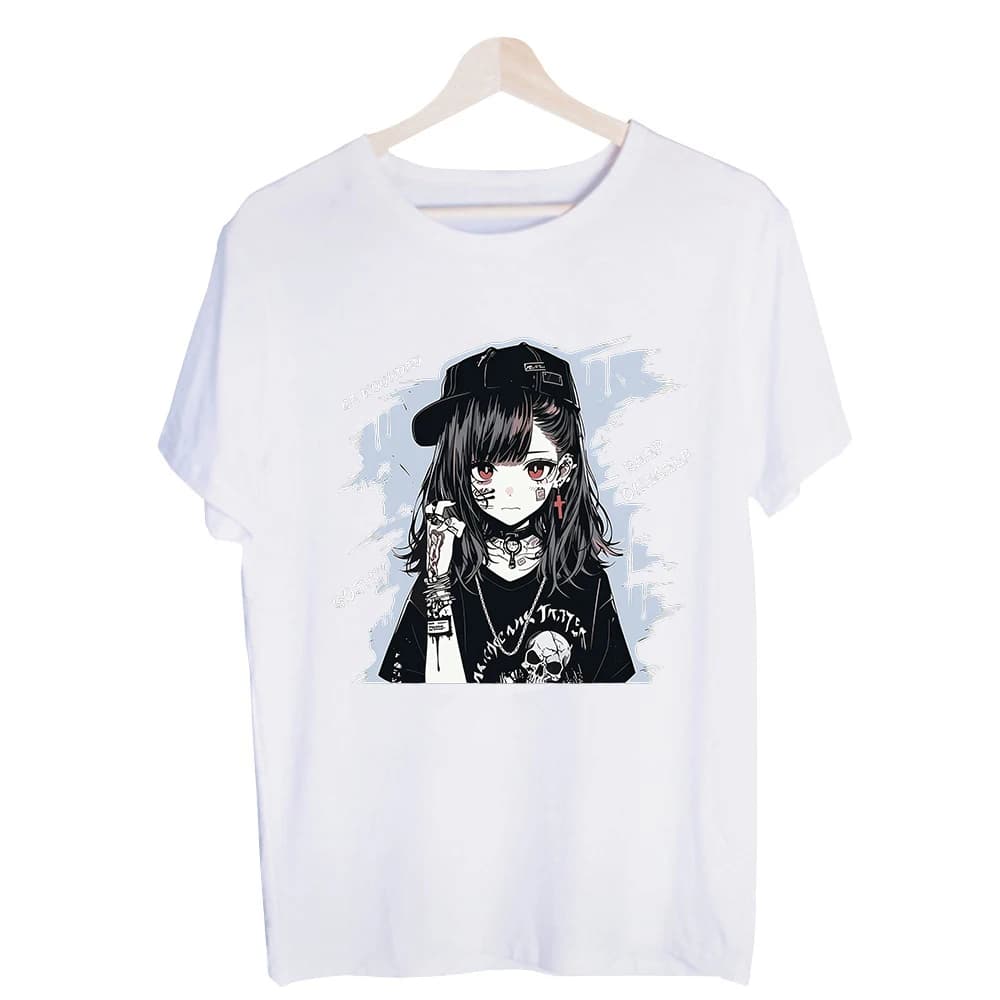 Men's Anime-Inspired Girl Graphic Tee, Short Sleeve Crew Neck T-Shirt for Urban Streetwear and Casual Outfits