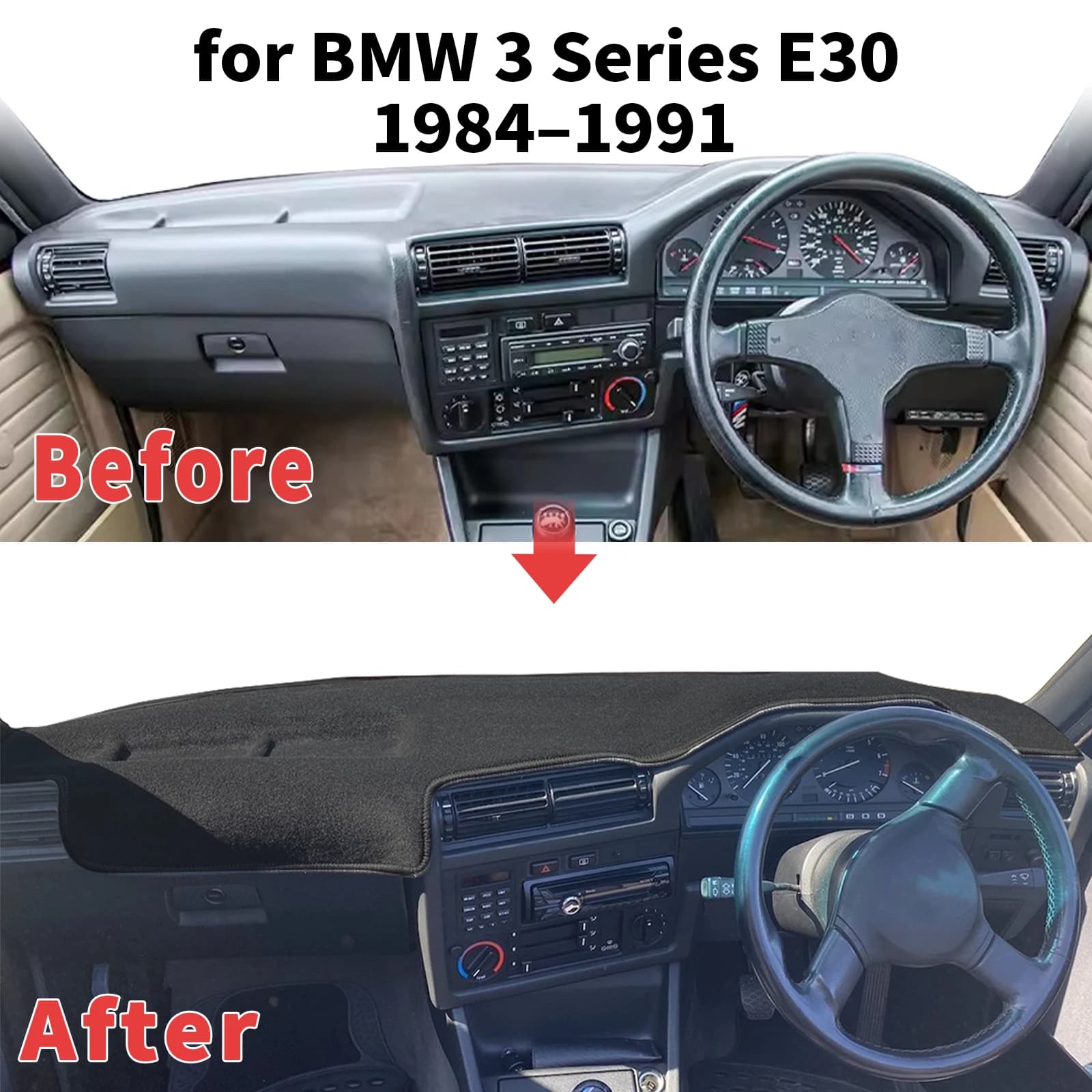 for BMW 3 Series E30 1984–1991 Dashboard Cover Sun Shade Protector Dashmat Anti-Glare UV Block Carpet Mat Automotive Dash Mat