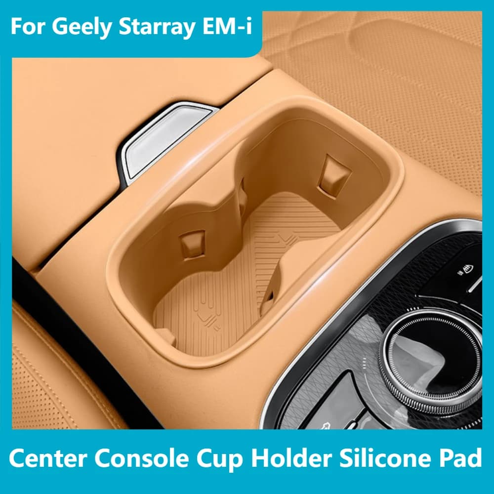 For Geely Starray EM-i Center Console Cup Holder Silicone Pad Dustproof Waterproof Anti-slip Easy Clean Car Interior Accessories