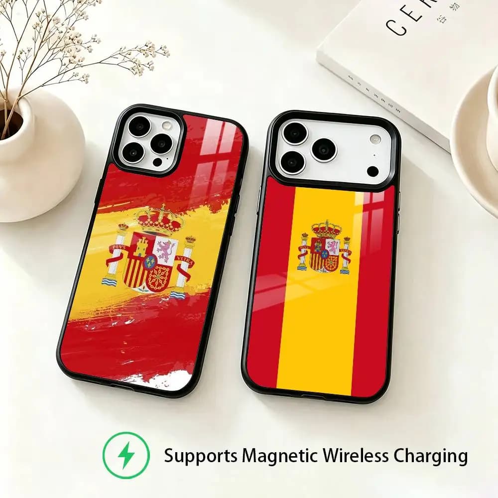 S-Spain Spanish Flag Art  Phone Case For iPhone18,17,16,15,14,13,12,11 Plus,Pro Compatible with magnetic wireless charging
