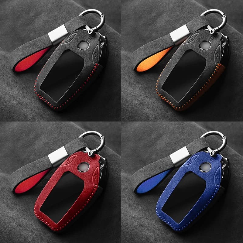 Top Suede Car Key Case For BMW G30 G12 G11 G32 G31 5 7 Series I8 I12 I15 G01 X3 X4 G02 G05 X5 G07 X7 Accessories LED Display
