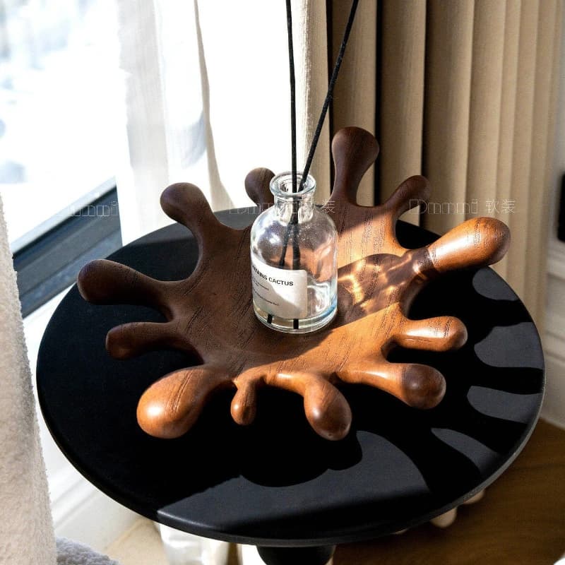 Minimalist Resin Tray Wooden Tree Decor Centerpiece for Living Room Dining Fruit Bowl Ornament for Villa Showroom Home Accent