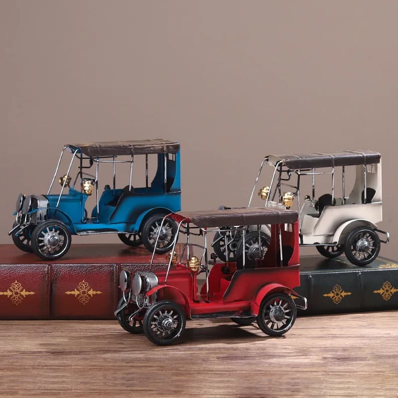 Iron Art Nostalgia Vintage Car Model Creative Desktop Decoration Living Room Wine Cabinet Bookshelf Bookshelf Home Decoration