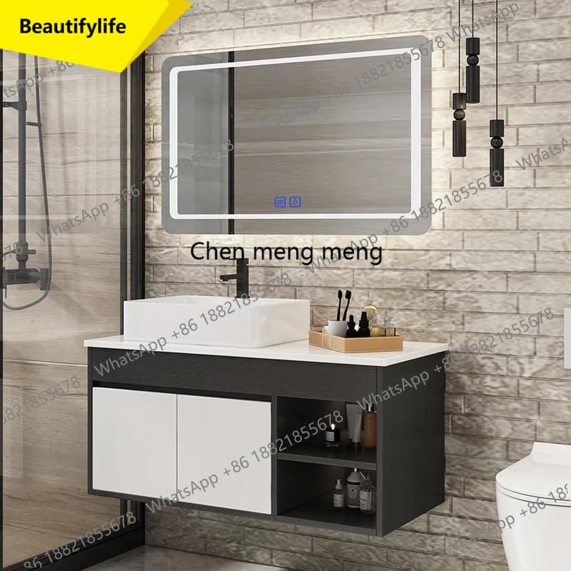 A17 Marble Modern Bathroom Cabinet Luxury Integrated Storage Mirror Bathroom Cabinet Organizer Makeup Mobile Bagno Home Acce