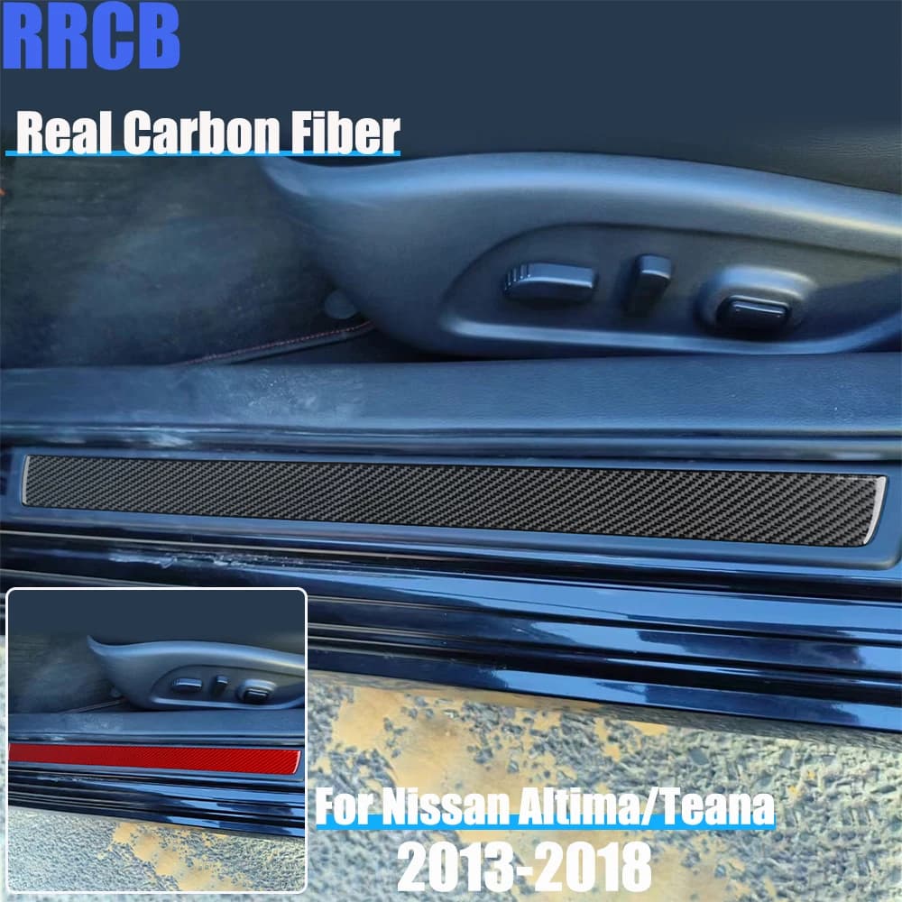 Real Carbon Fiber Car Accessories Door Sill Trim Soft Cover Sticker For Nissan Altima/Teana L33 2013 2014 2015 2016 2017 2018