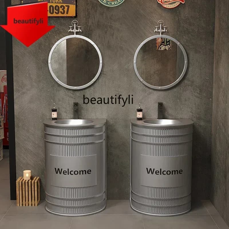 Q181  Wrought iron industrial wind wash basin bar creative washbasin retro floor wash table restaurant wash basin