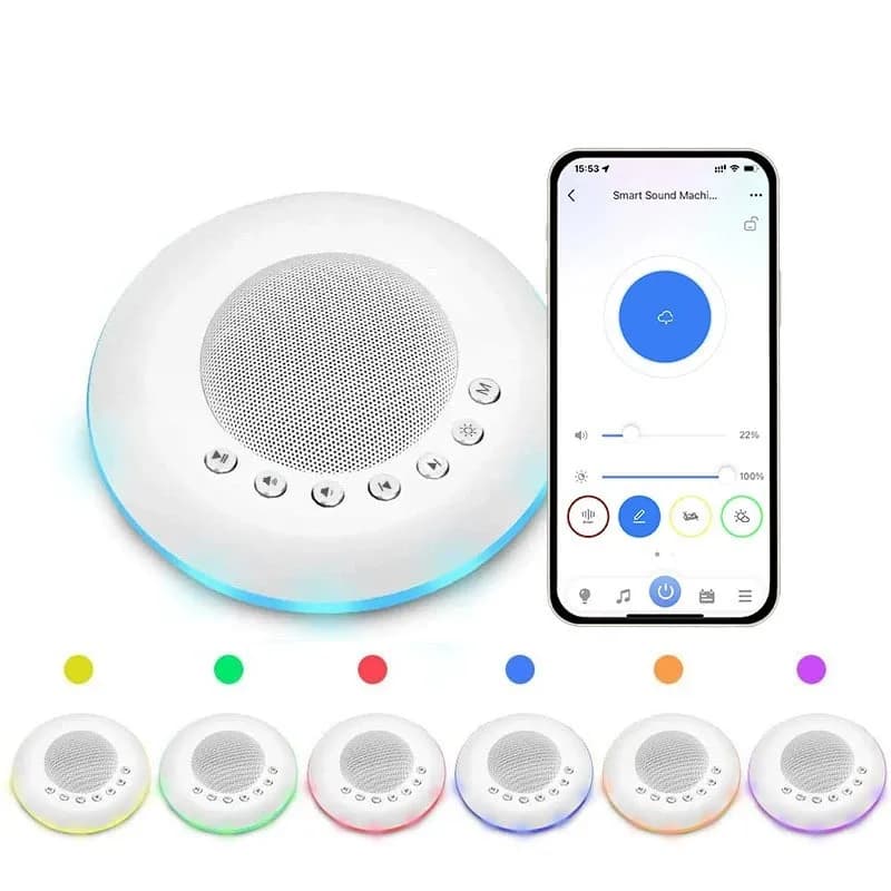 Baby & Adult Sleep Aid Machine - White Noise + Night Light + Speaker, Smart Soothing