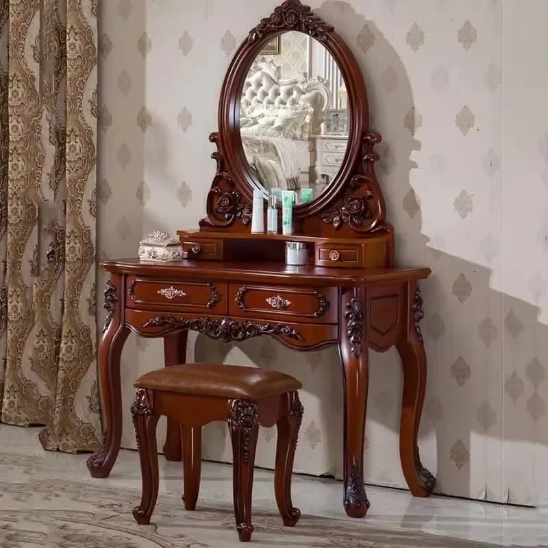 FG Stool Girl Dresser Eithe Drawers Bedroom Brown Hotel Storage Dressing Table Mirror Makeup Small Comoda Pra Quarto Furniture