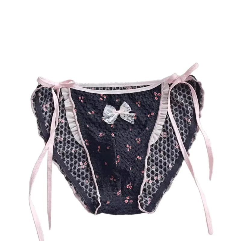 Man's Sexy Briefs Lace Up Low-rise Waist Bow Silky Touch Live Show Dance Priate Party LGBQ BF Gifts FKK Thai Harajuku