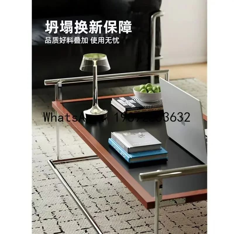a-16 coffee table living room home minimalist retro solid wood stainless steel tea table desk