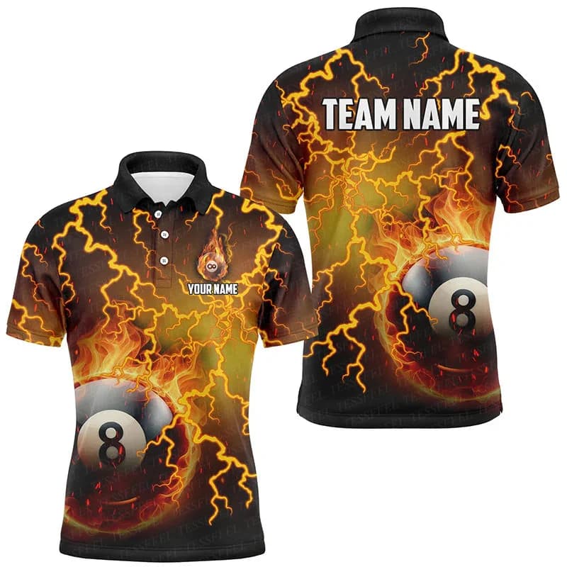 Custom Name Billiards Vintage Flame Gradient Graffiti Colorful Retro Pullover 3DPrint Casual Harajuku Funny Polo Jersey Shirts 7