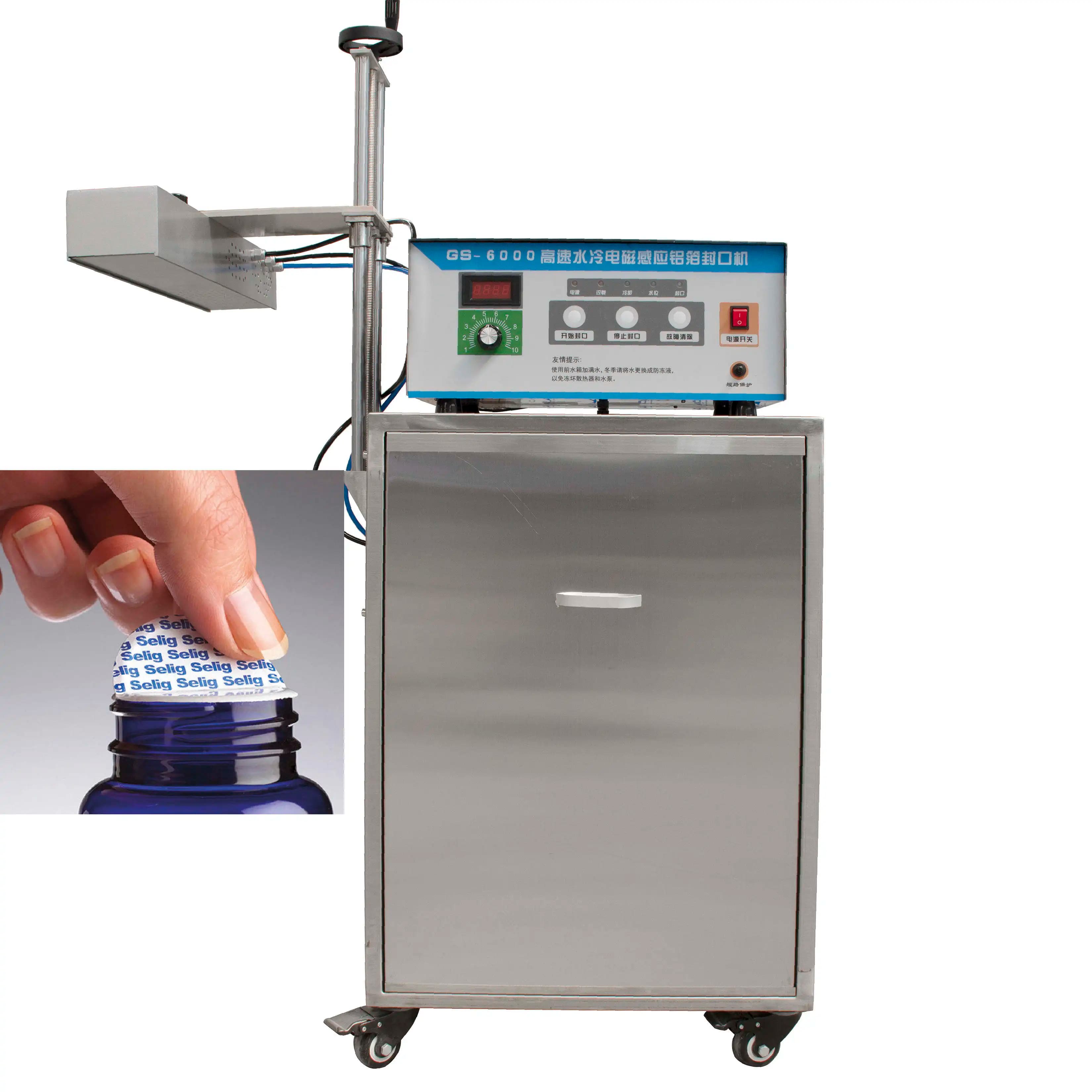 Production Line Metal Cans Cup Automatic Plastic Glass Jar Bottle Heat Induction Cap Aluminum Foil Sealing Machine