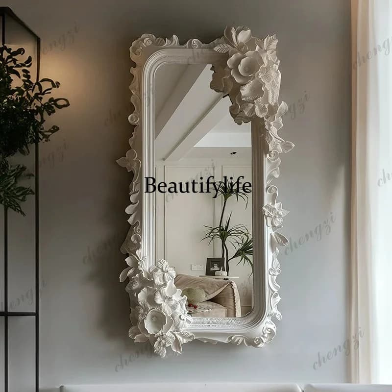 Big Flower Decorative Mirrors Aesthetic Apartment Princess Square Mirrors Full Body Nordic Espejos Decorativos Home Decorations