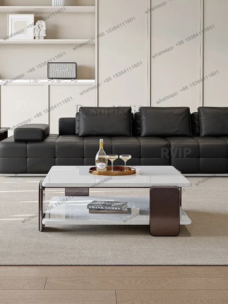 LD Italian Minimalist Natural Luxury Stone Coffee Table Light Luxury Marble, Small Apartment, Side Table Combination