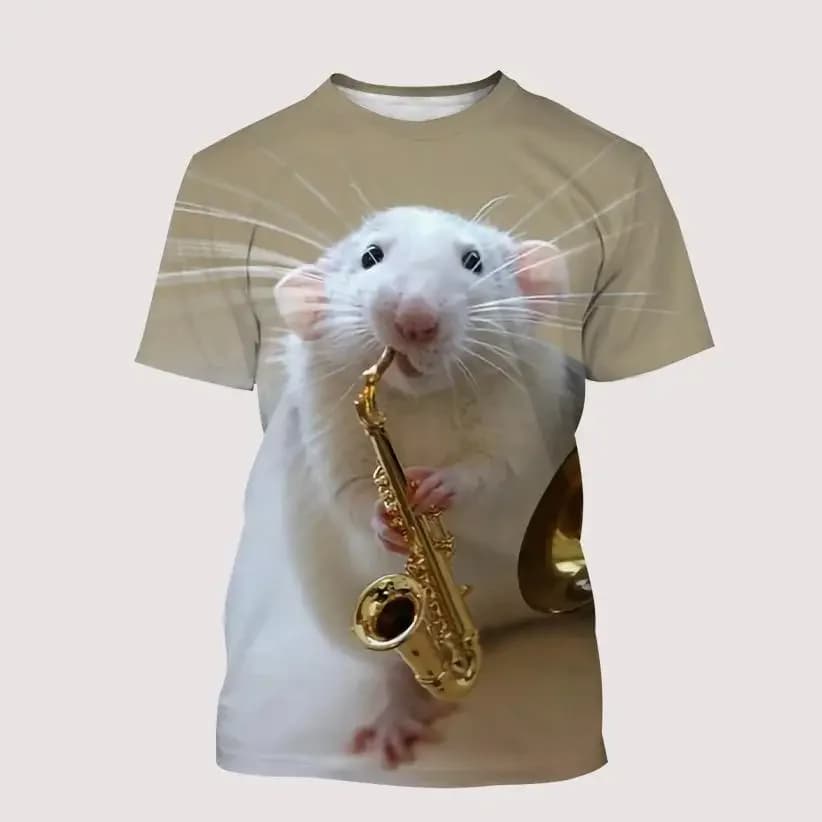 Funny Cute Animal 3D Printed T-shirts for Boys, Girls and Children Pet Mouse Pattern Tops Breathable and Light Summer Sportswear