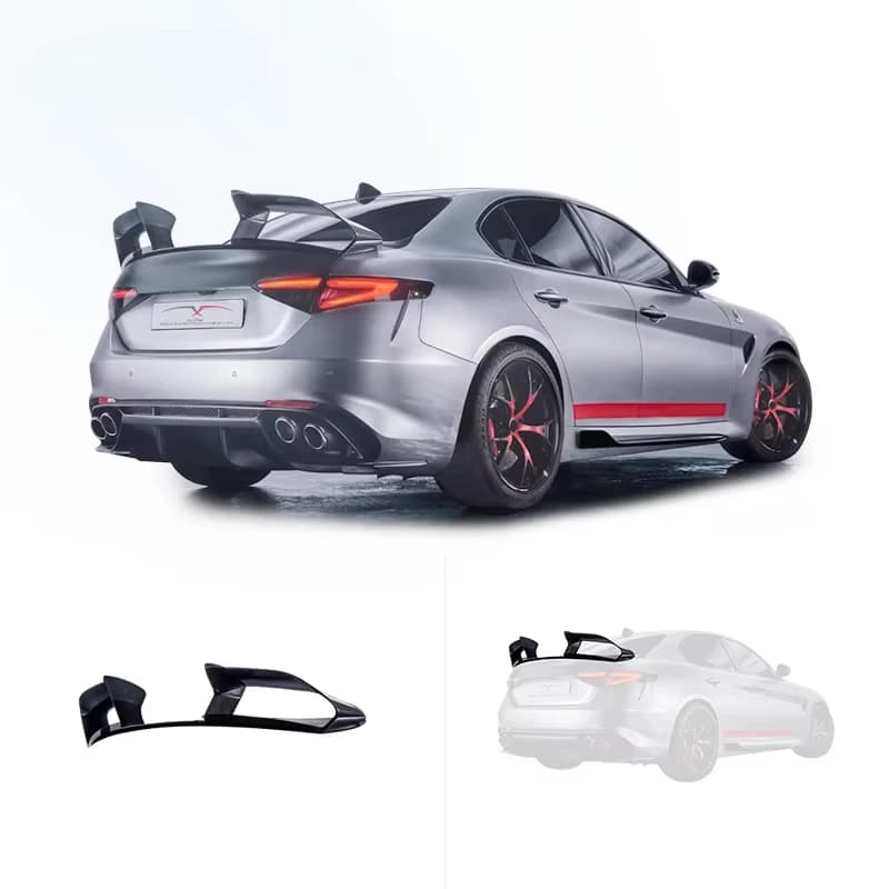 Car Modification Carbon Fiber Dual Type Rear Spoiler Trunk Spoiler Spoiler Wing for Alfa Romeo Giulia Clover Body Kit Upgrade