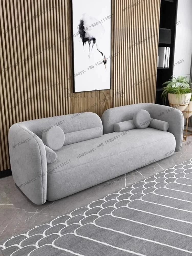 yj21 Cream wind small apartment living room sofa simple straight row double simple modern fabric clothing store sofa