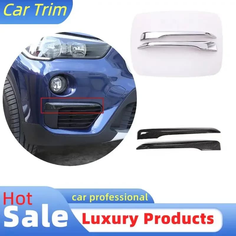 2pcs Car Fog Lights Lamp Strips Trim Cover Stickers For BMW X1 F48 2020 2021 Styling Carbon Fiber Style Front Car Accessories