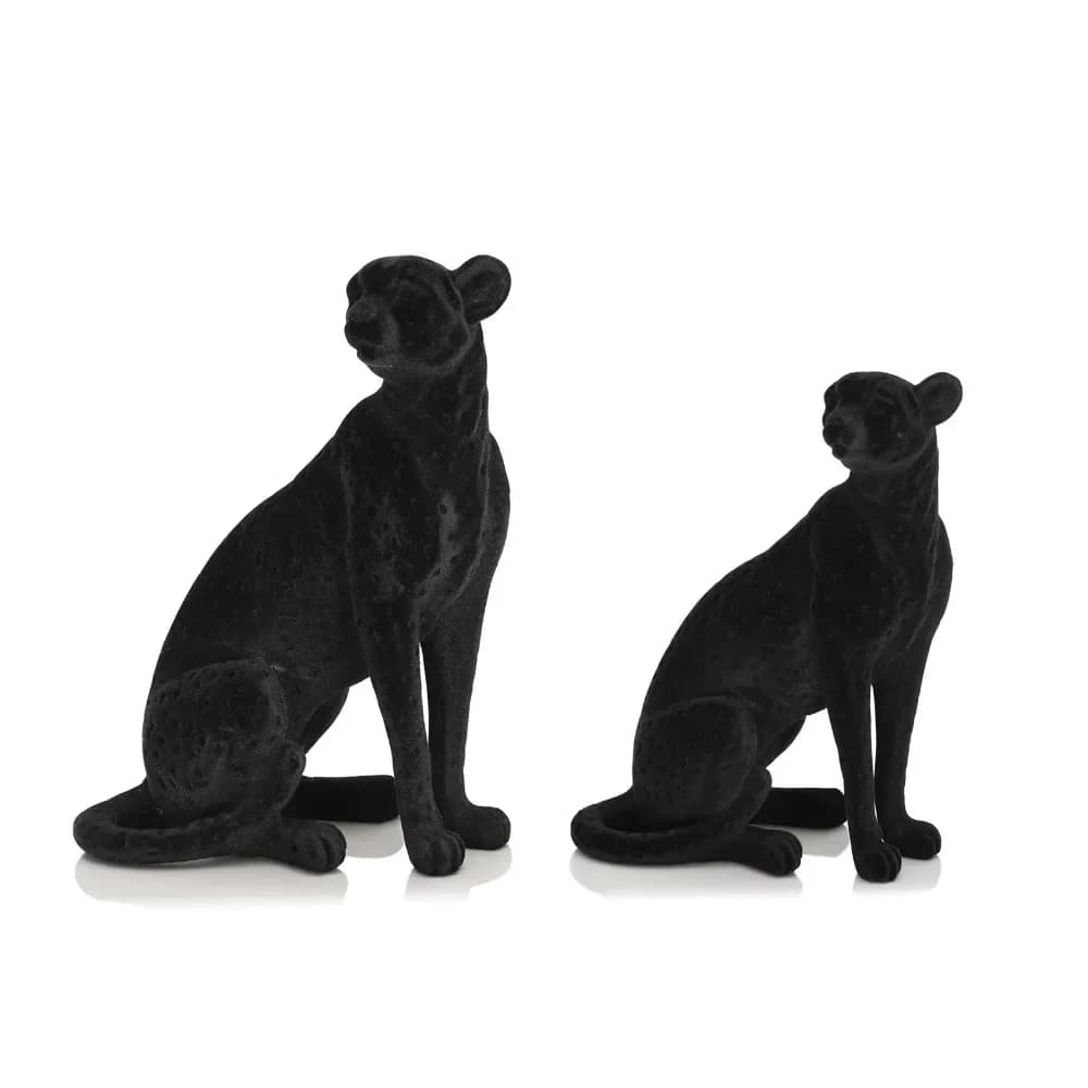 Flocking Leopard Resin Crafts Simulation Leopard Animal Sculpture Resin Desktop Decorative Ornaments Home Decoration Figurine