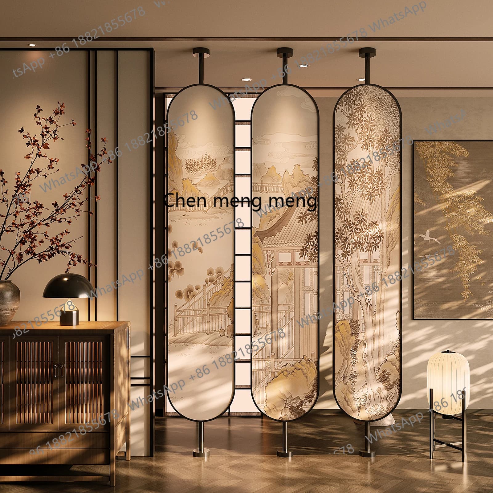 New Chinese stainless steel screen partition living room porch block decorative zen office rotatable screen