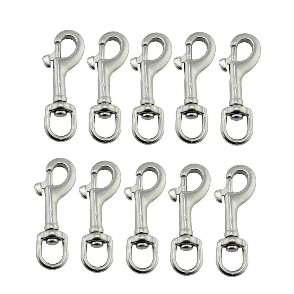 10 Piezas  Gancho  Seguridad con Ojo Giratorio Ovalado  Acero Inoxidable  Grado Marino, 65mm/72mm, para Correa  Perro,