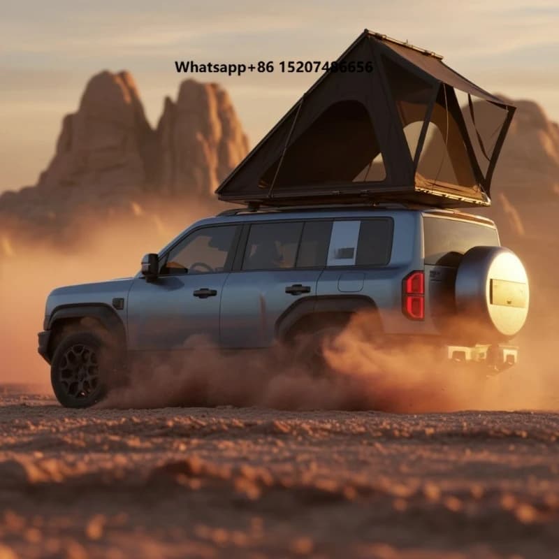 8cm Low Profile Aluminum Alloy Rooftop Tent with UV Protection 4-Season Camping for