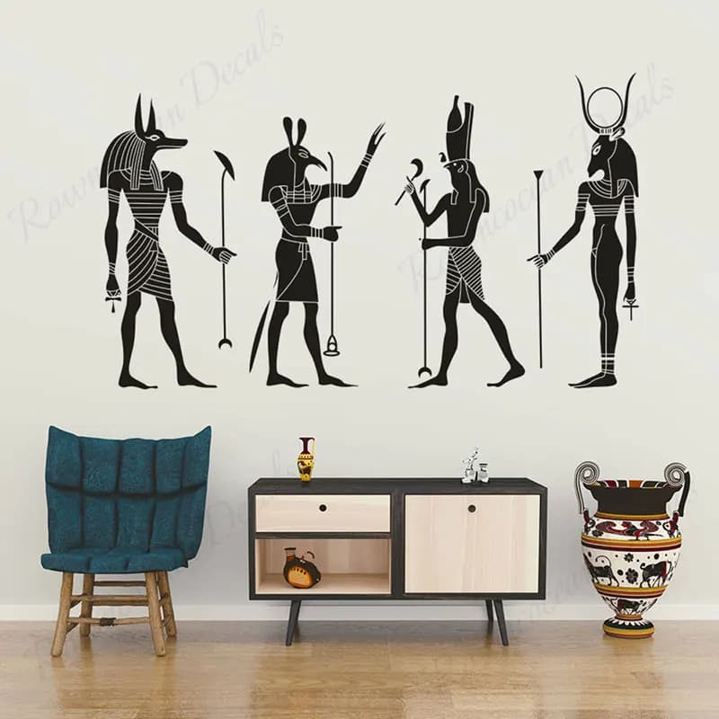 Egyptian Cultural Decoration Ancient Egypt Gods Wall Sticker Vinyl Home Decor Living Room Anubis Ra Seth Apis Wall Decals 4607