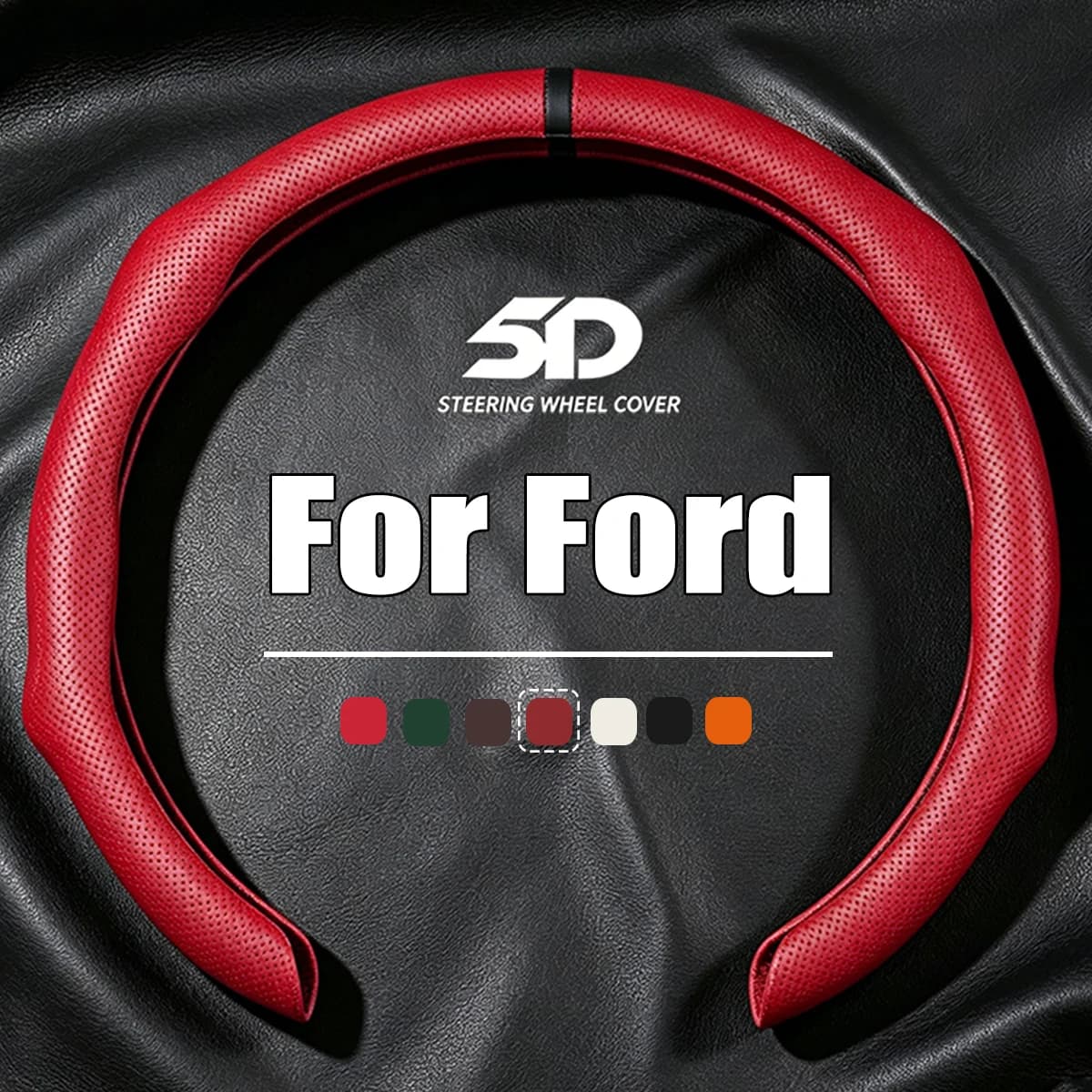 37-38cm Car Steering Wheel Cover Booster Breathable Cover For Ford Edge Escape Kuga Fusion Mondeo Taurus Non-slip Accessories
