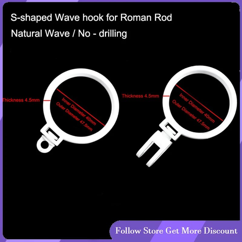 Special double-hook Roman ring thickened PE material curtain rod ring for snake-shaped curtains
