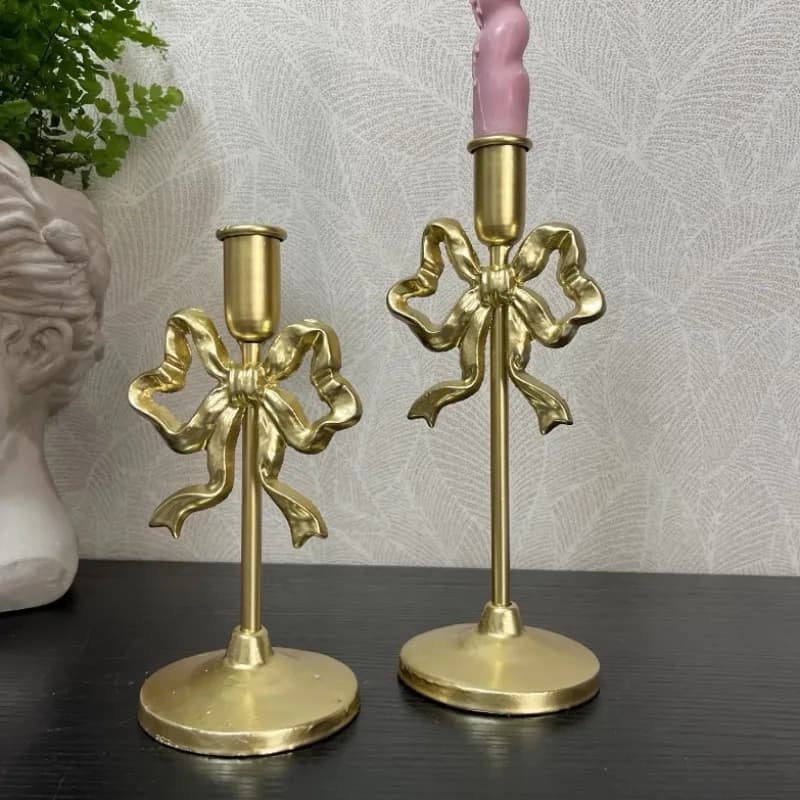 Retro French Wrought Iron Bow Candlestick Window Ornament Wedding Western Food Decoration Candlesticks Ornaments Room Decor