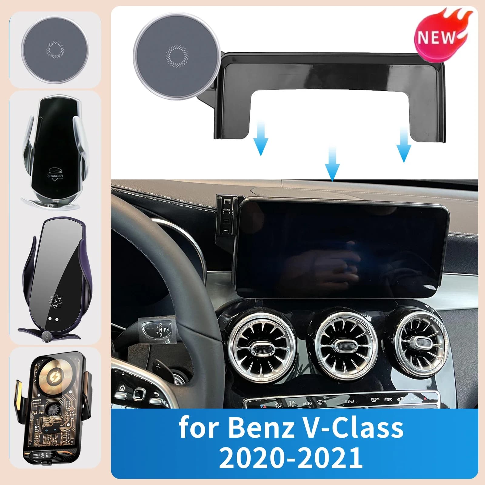 Soporte para teléfono móvil con base dedicada para Mercedes-Benz Clase V 2020-2021 EQV V CLASS Viano W447, soporte portátil para