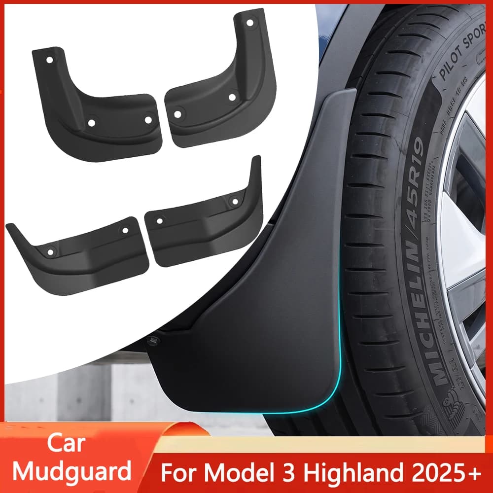 Mud Flaps For Tesla Model 3 Highland 2024+ Mudguard Official Original Front Rear Wheel Fenders Splash Guards Model3 Accessories