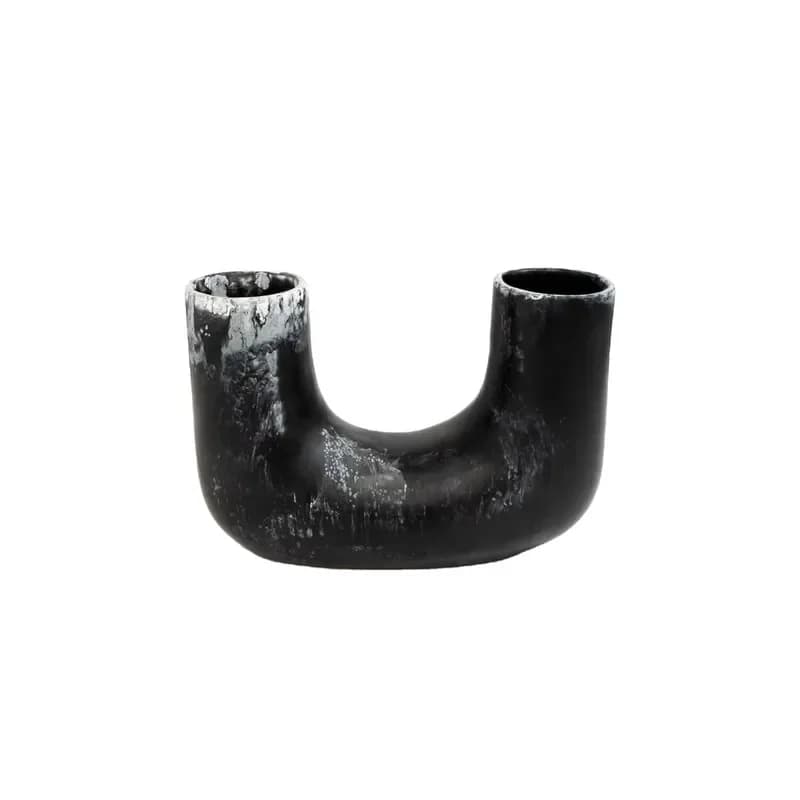 Creative Resin Black Swirl Handicraft Vase Modern Art Sculpture Eco-Friendly Waterproof Decorative Pot Wedding Restaurant