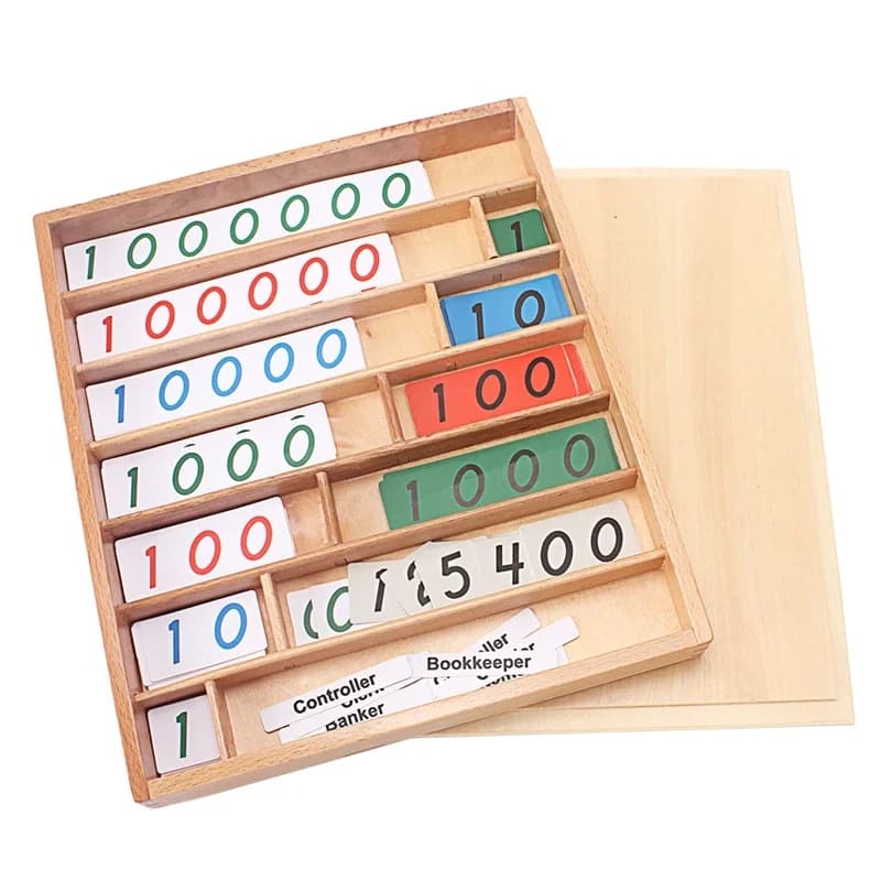 Montessori Wood Bank Game Math Toys Digital 0-9000000 Banker Customer Cashier Game Math Toys Early Educational Preschool Trainin