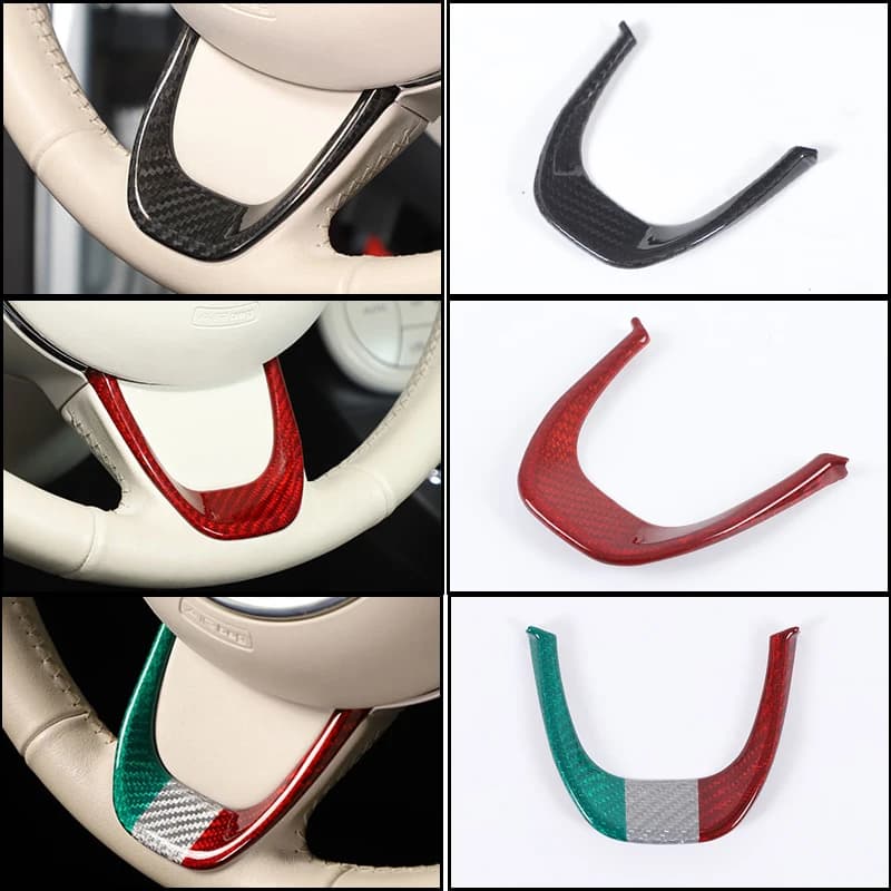 For Fiat 500 2016+ Real carbon fiber Car steering wheel button decorative panel cover interior accessories