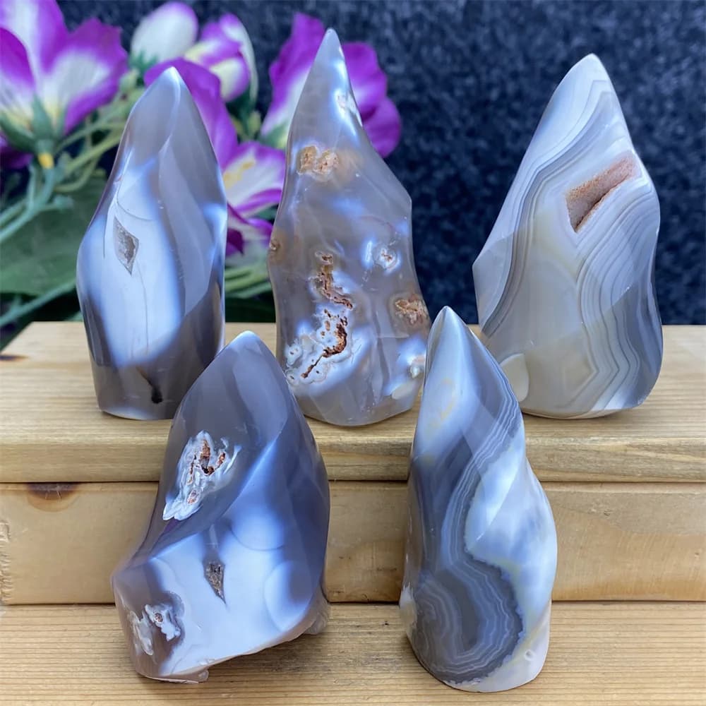 Natural Orca Agate Free Form Torch Releases Energy Flame Crystal Energy Gemstone Lucky Decoration Home Decor Feng Shui