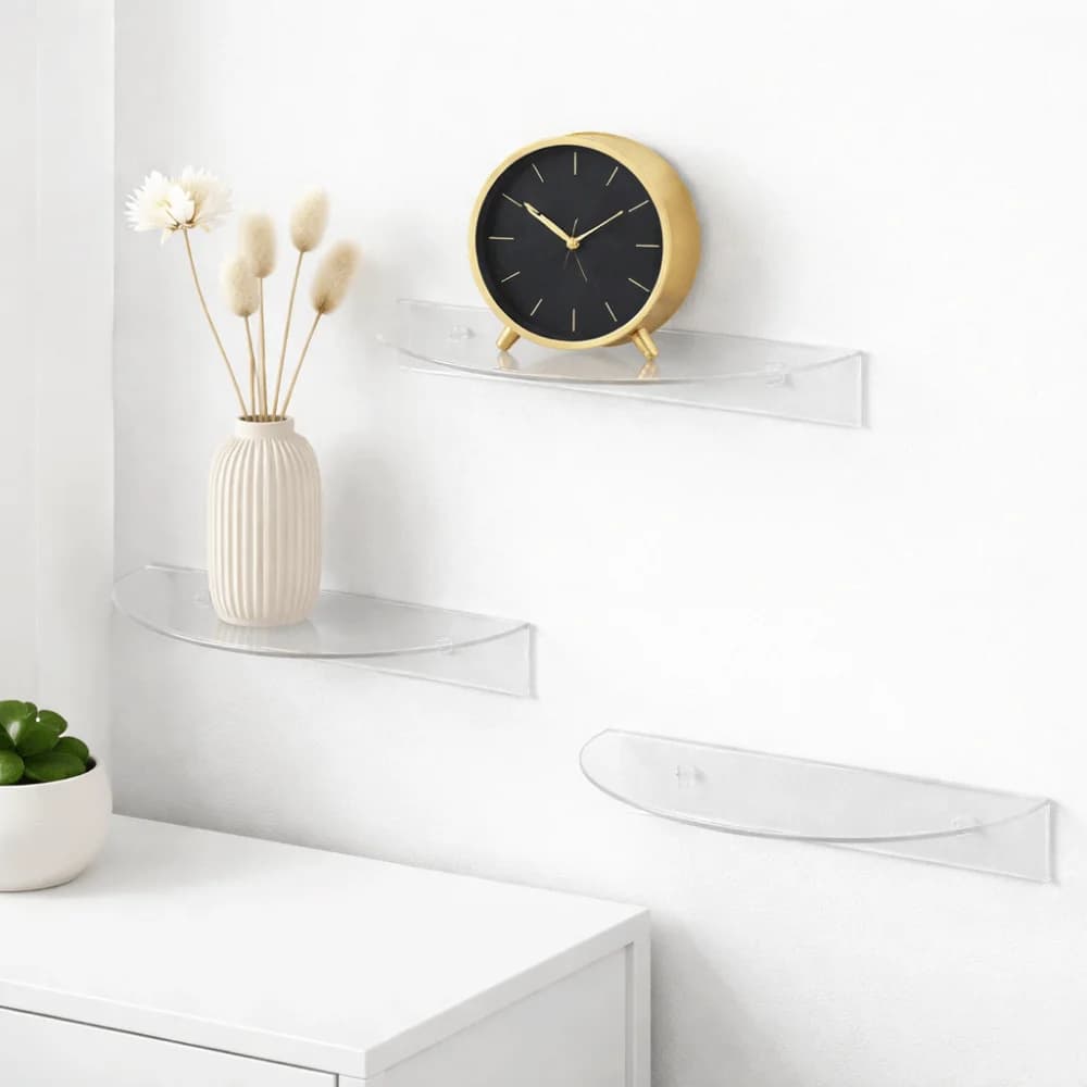 Wall Mounted Semi-circular Display Rack Modern Decorative Transparent Wall Shelves Minimalist Invisible Shelf Living Room