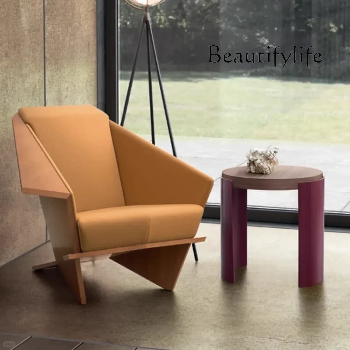 A44 New Chinese model room living room creative design leisure chair modern simple fabric single sofa