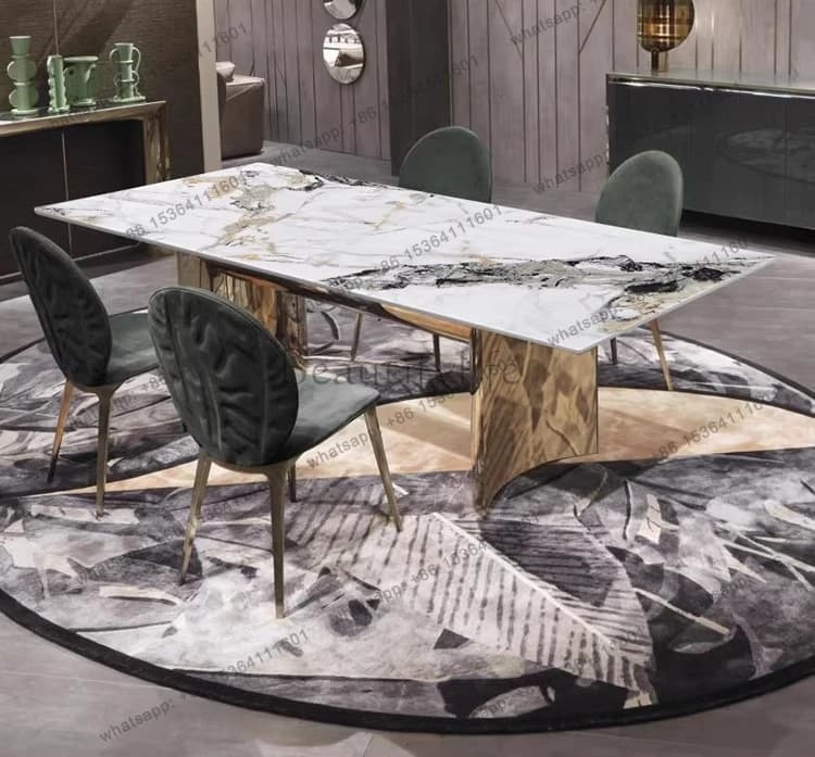Light luxury rectangular slate dining table simple modern marble dining table small apartment