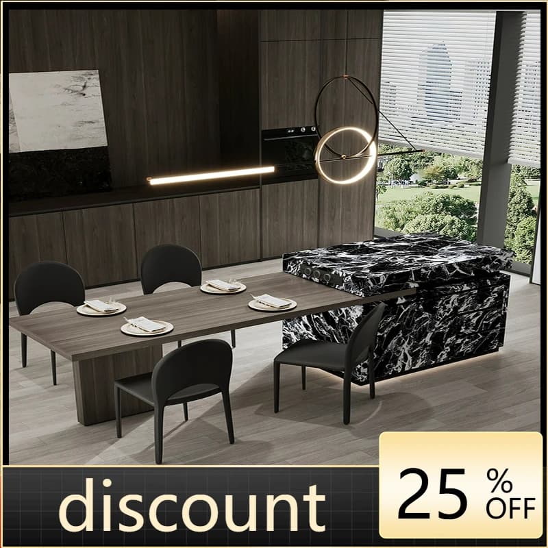 LH minimalist island dining table integrated small apartment telescopic with sink open kitchen guide