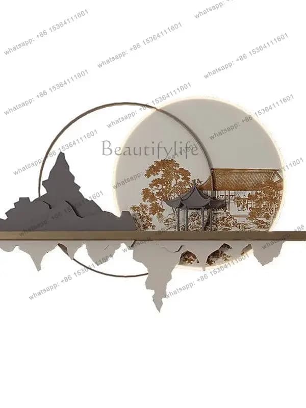 New Chinese wall decoration pendant metal luminous entrance wall decoration