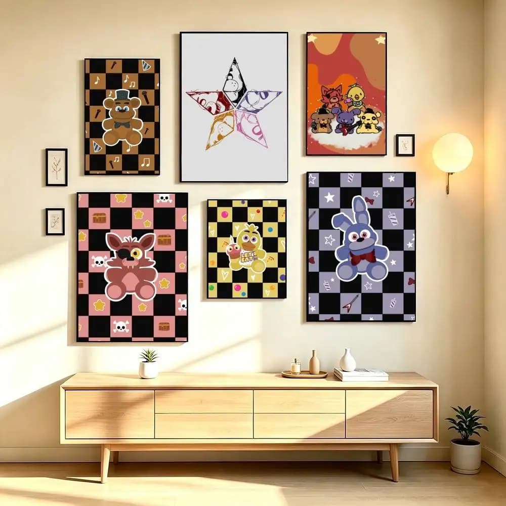 F-Five Nights at Freddy Game Poster High Quality Dorm Living Room Aesthetic Wall Decoration Painting Stickers Gift