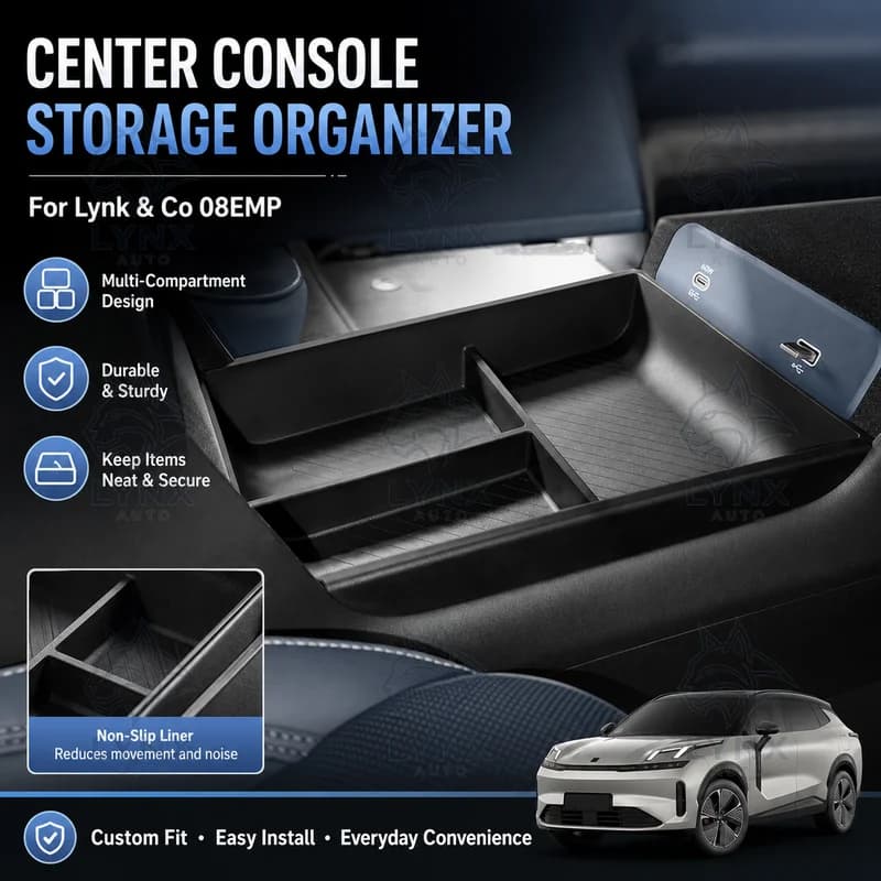 For Lynk & Co 08EMP Center Console Lower Storage Box Organizer Car Accessories Custom Modification Parts 26 Models